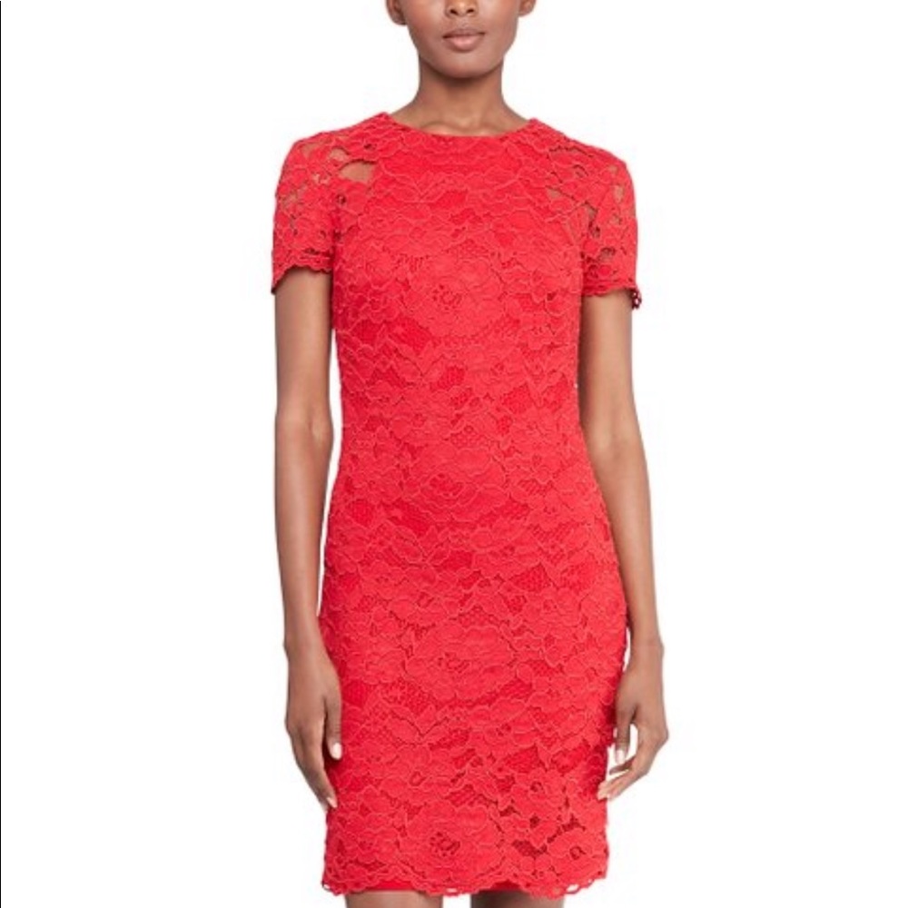 Lauren Ralph Lauren lace sheath dress in red